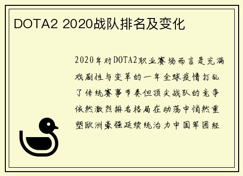 DOTA2 2020战队排名及变化